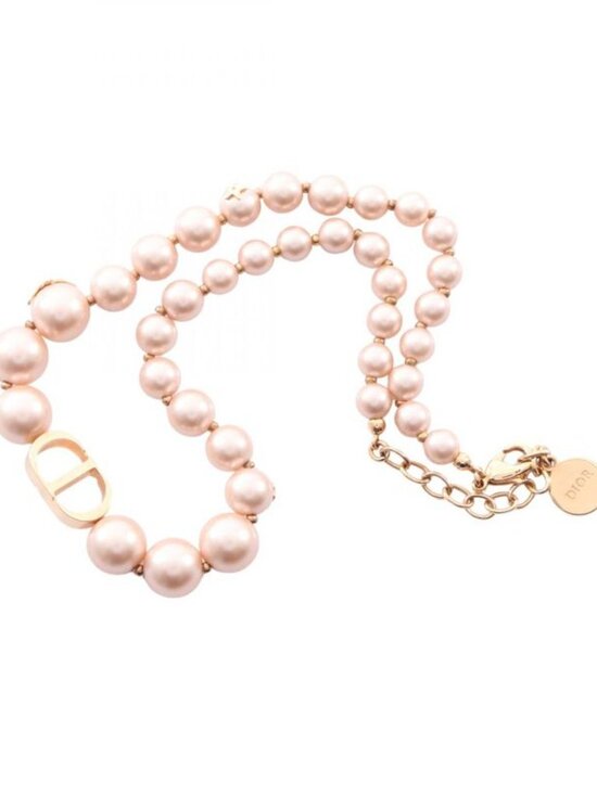 Dior Necklace CD Logo Gold Pink - Picture 3 of 7